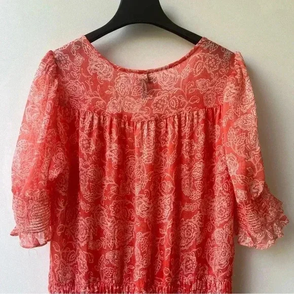 MISA Los Angeles Parisa Maxi Dress - Coral Pink White Floral Pattern - Size S - Picture 9 of 12